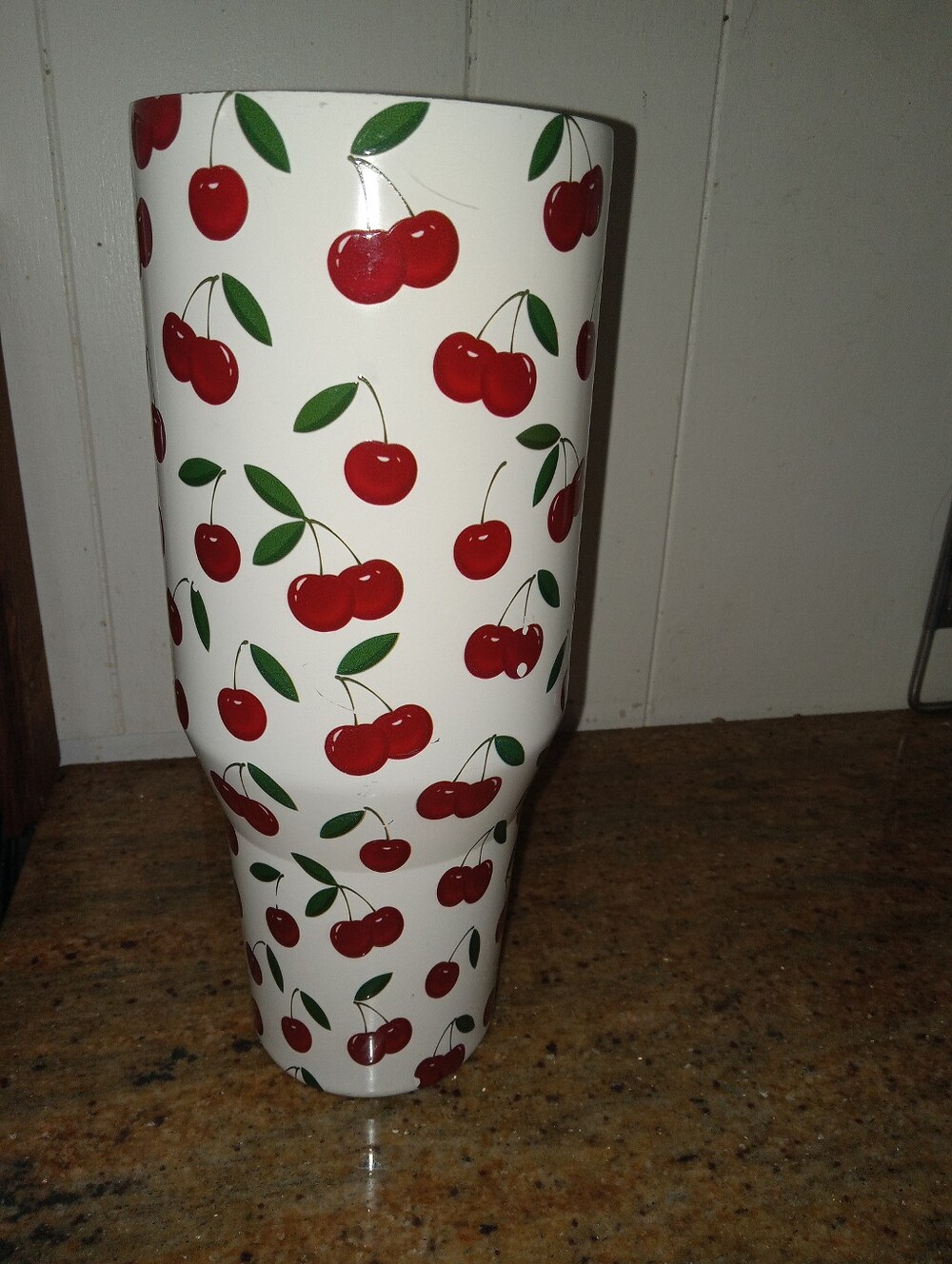 HydroJug White Tumbler with Red Cherry Pattern Traveler 40oz No Lid - Picture 4 of 8